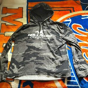 Hollister long sleeve thin hoodie grey size large